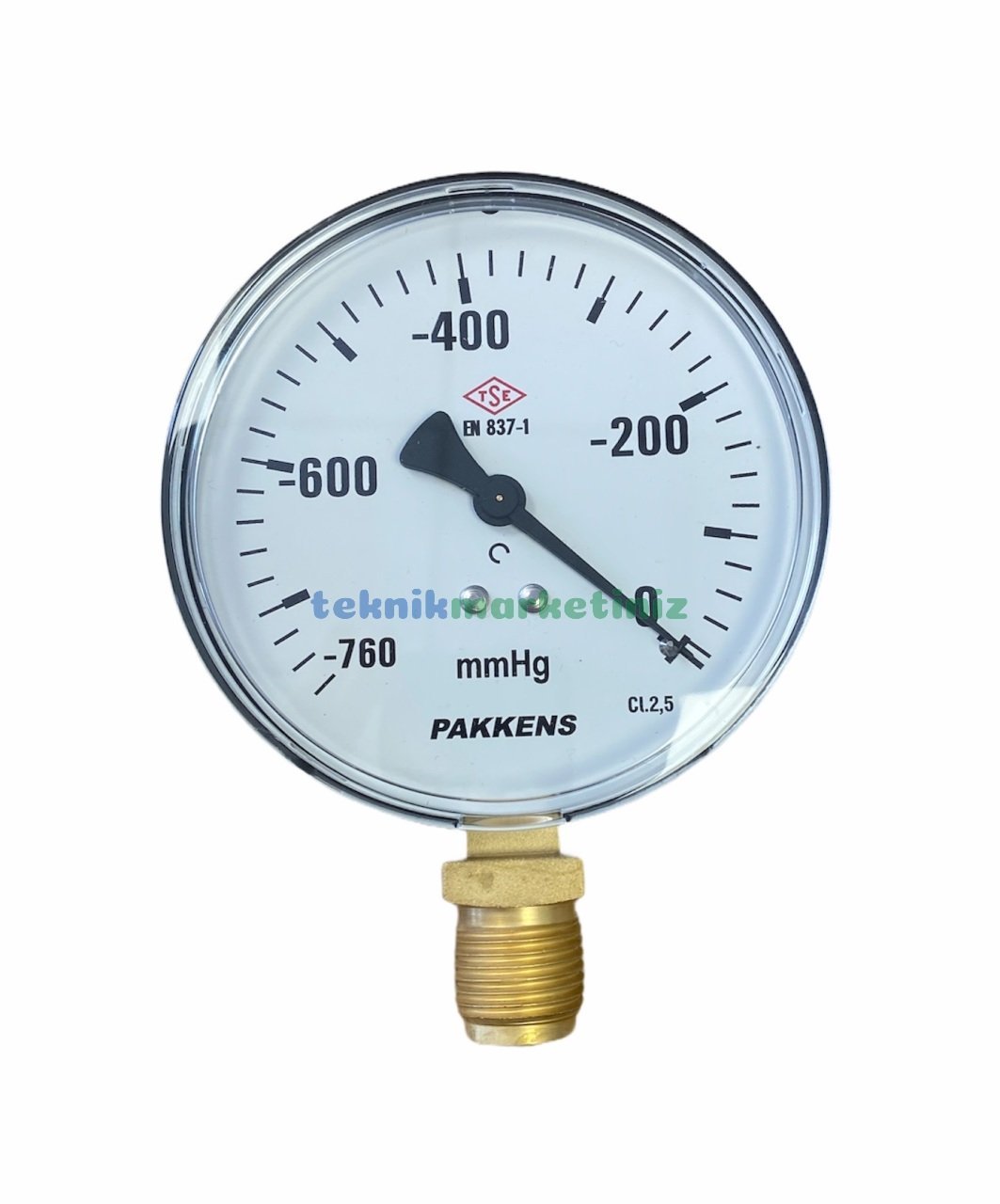 Ø100mm -760 mmHg Alttan Bağlantılı Kurutip G12'' Vakummetre, Vakum Göstergesi CL2,5 PAKKENS